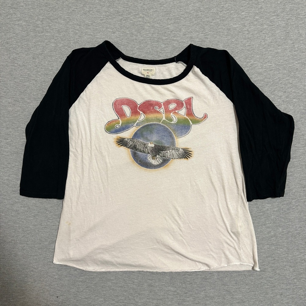 Denim & Supply Ralph Lauren Baseball Tee Eagle Graphic Raglan Shirt Womens XL